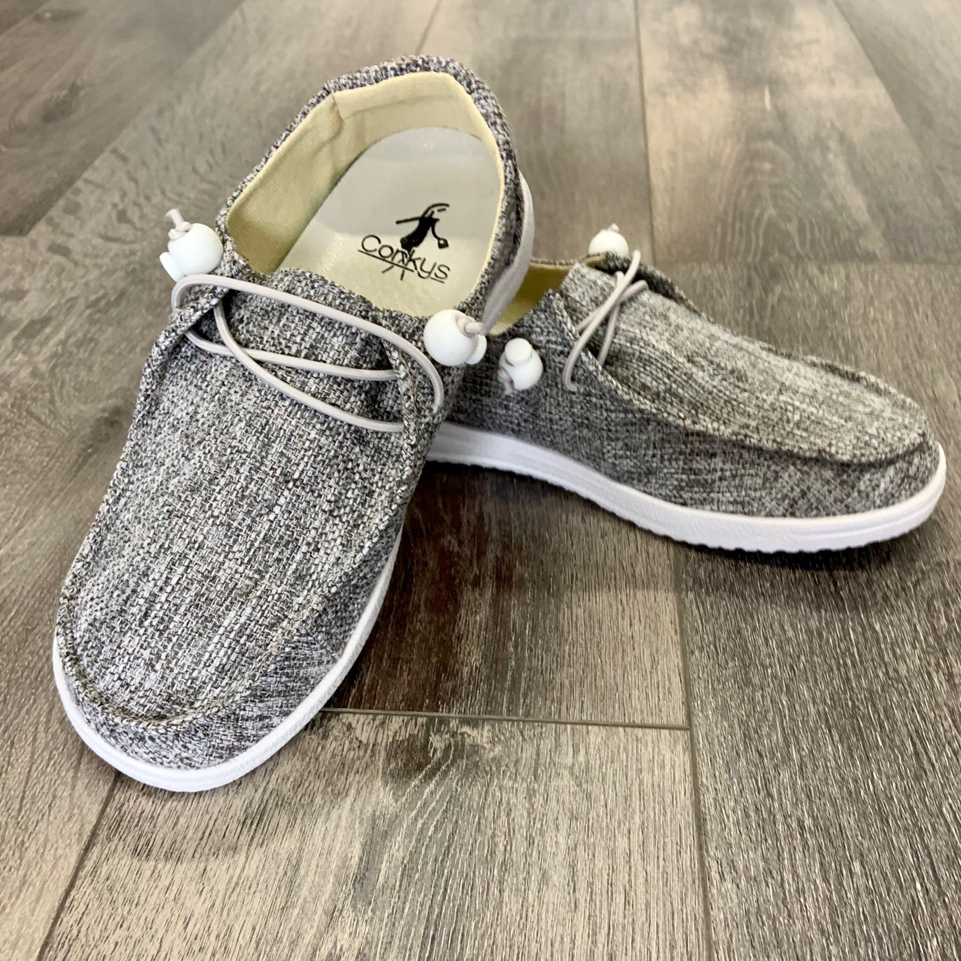 Corkys Kayak Shoe in Grey Tweed | French Twist Salon & Boutique