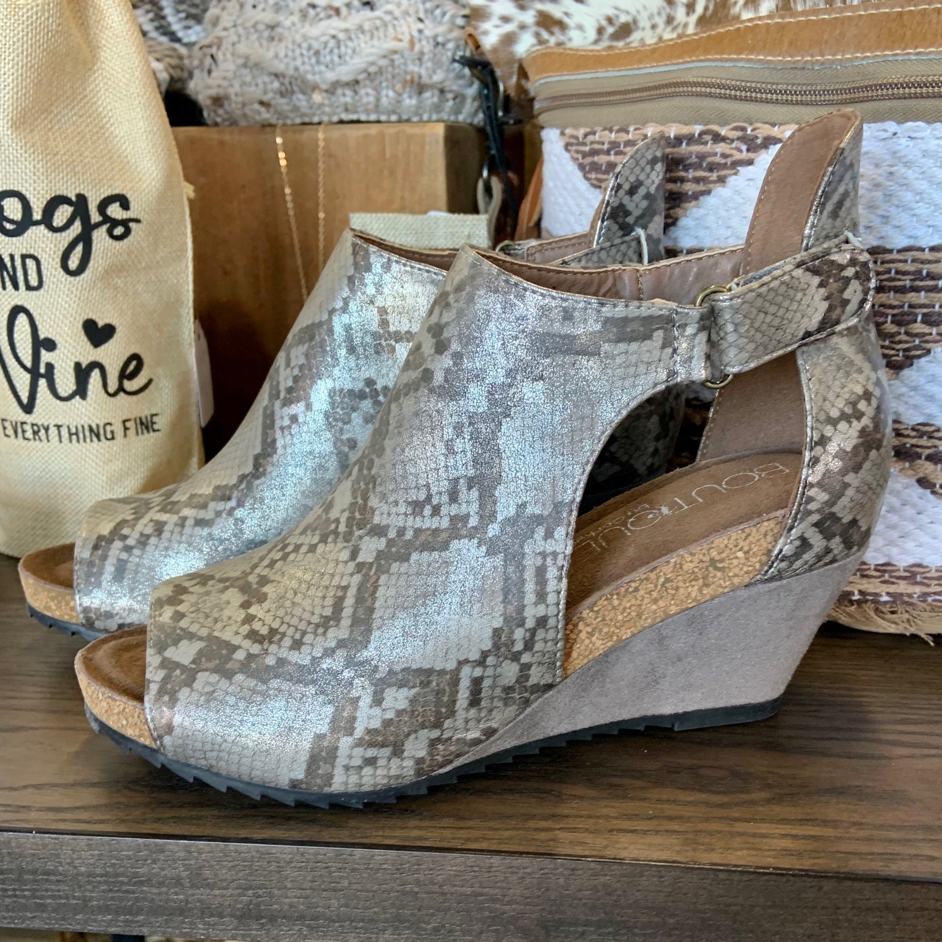 Corkys snakeskin wedges 2025