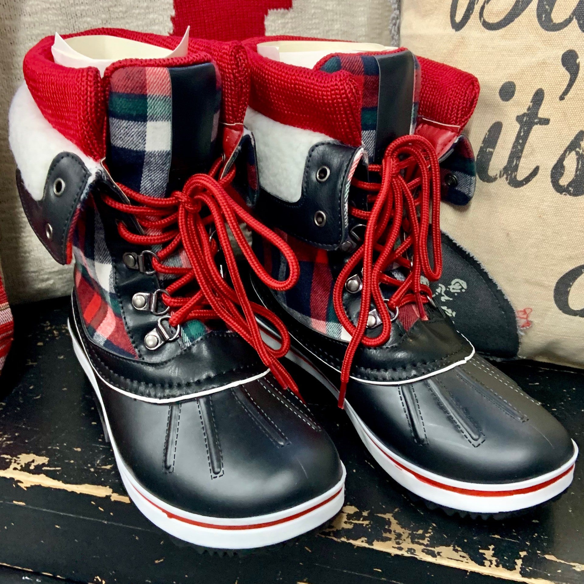 Red Plaid Boots